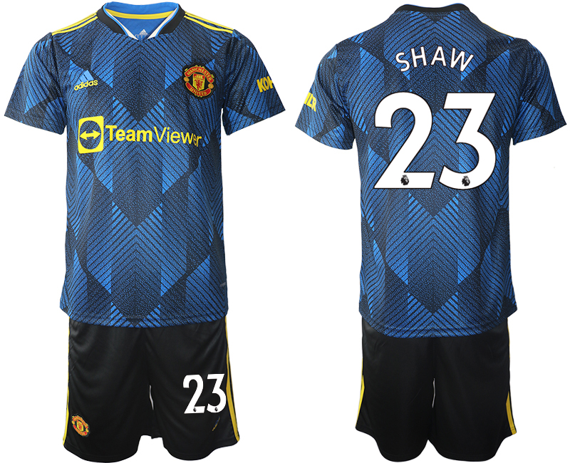 Men 2021-2022 Club Manchester United Second away blue #23 Soccer Jersey